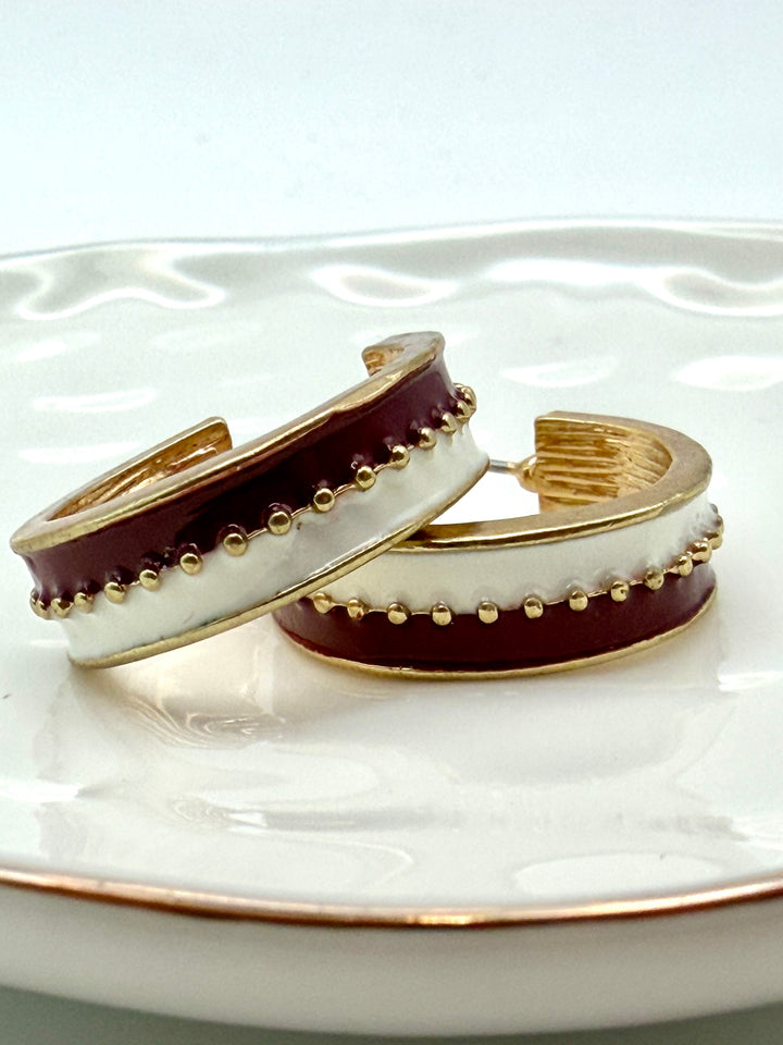 Double Take Maroon Hoop Earrings