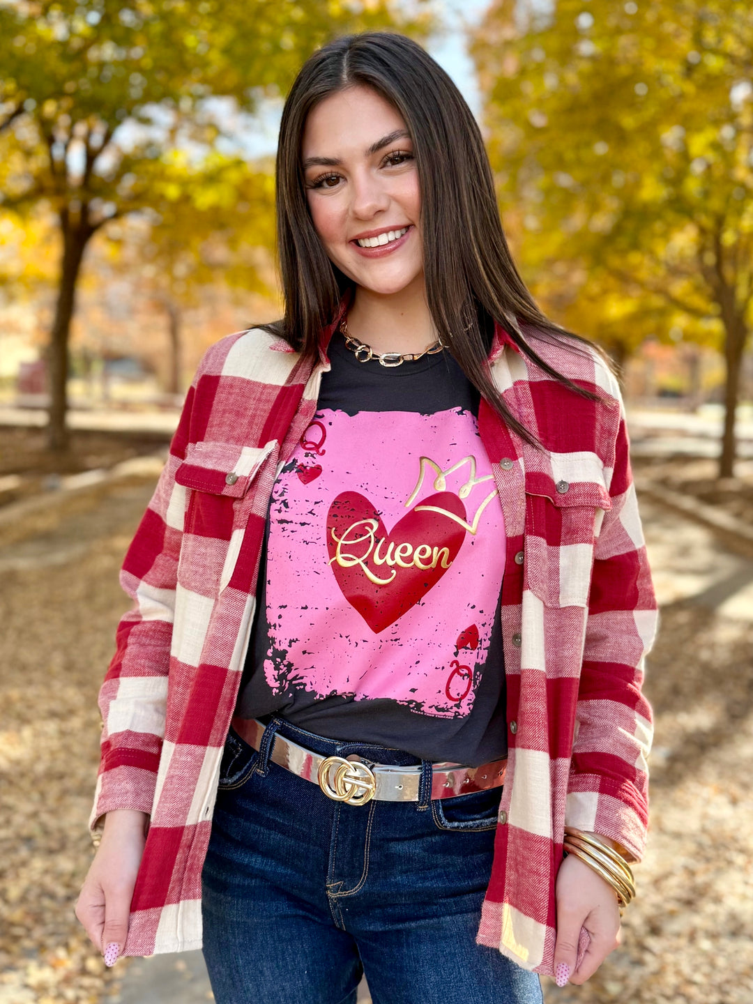 Heartfelt Red Plaid Flannel Top