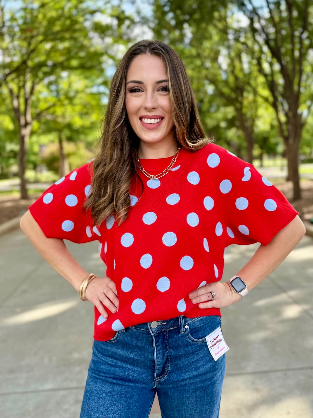 Classic Polka Dot Red Sweater