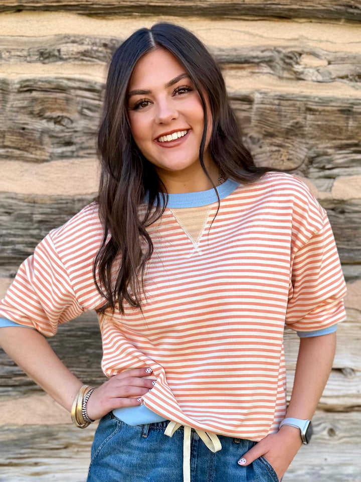 Sweet Peach Striped Top