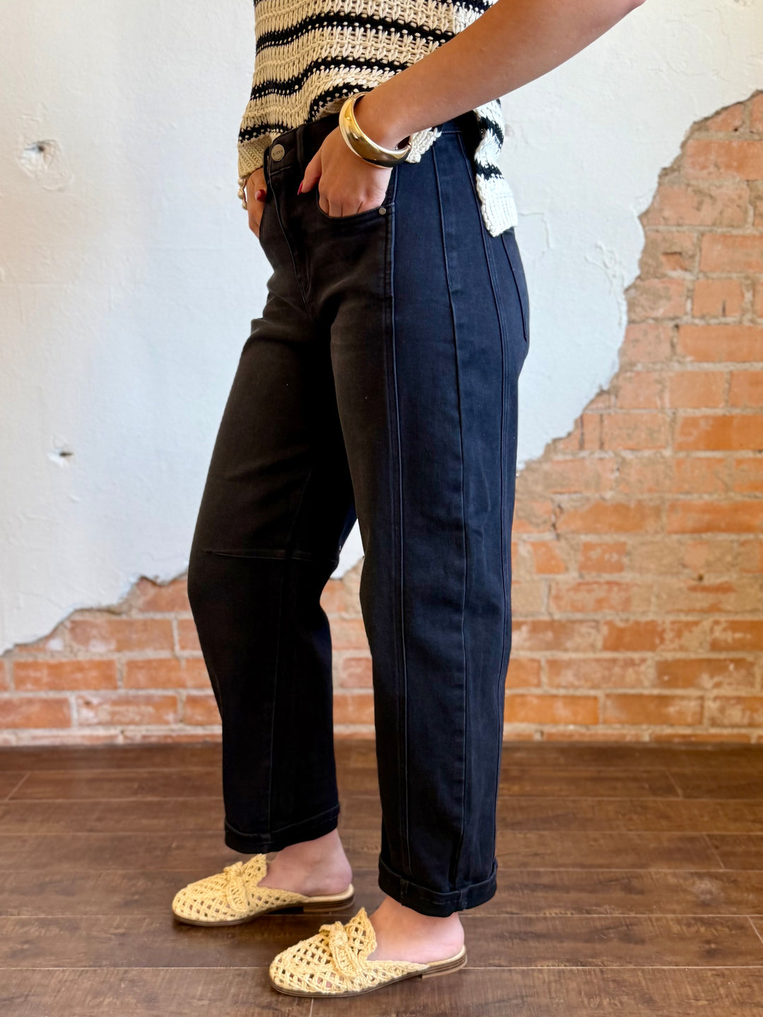 Adalee High Rise Cuff Barrel Jean by Risen