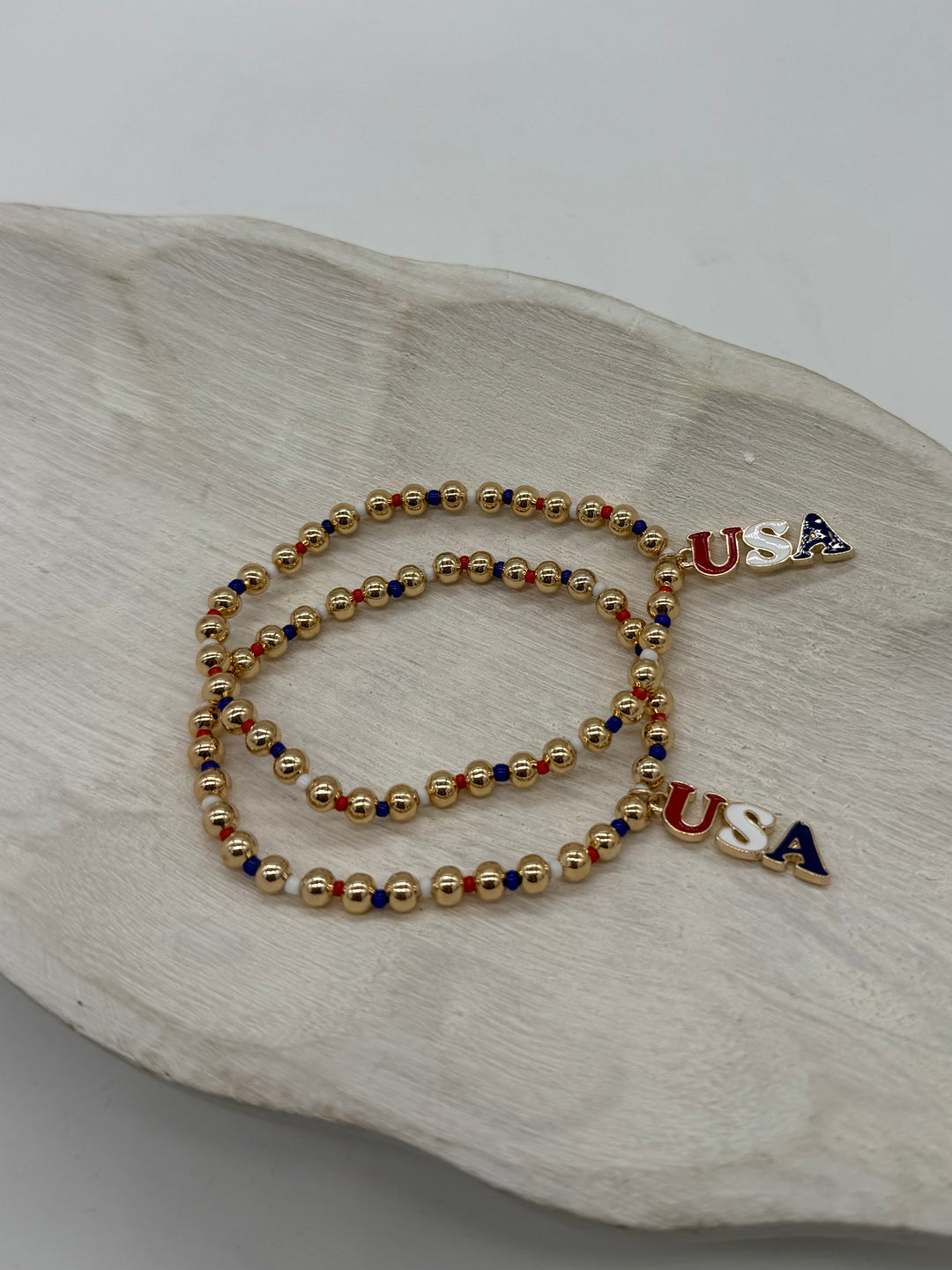 USA Enamel Beaded Bracelet