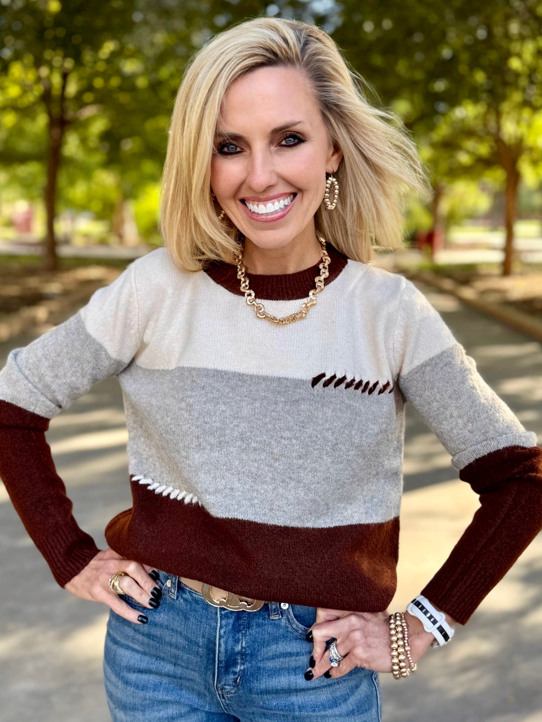 Spice Blend Brown Block Sweater