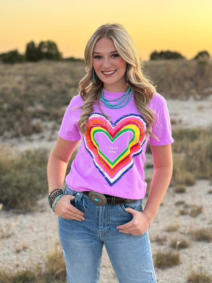 Rainbow Heart I Love You Tee by Texas True Threads