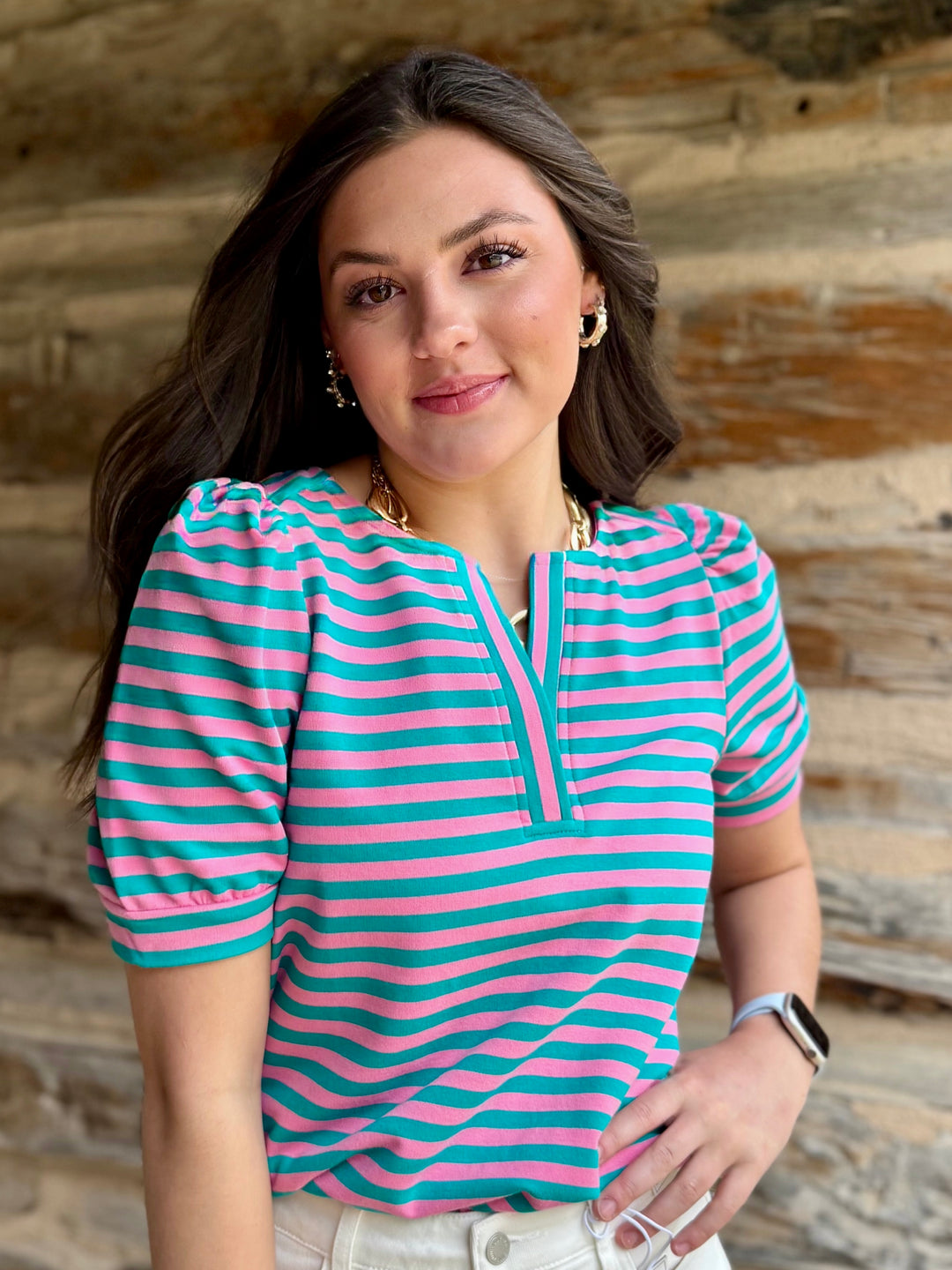 Color Crush V-Neck Striped Top
