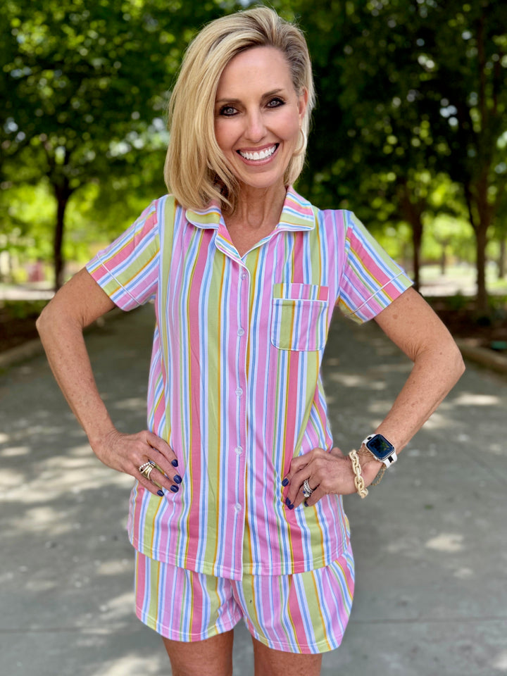 Spring Stripes Pajama Short Set