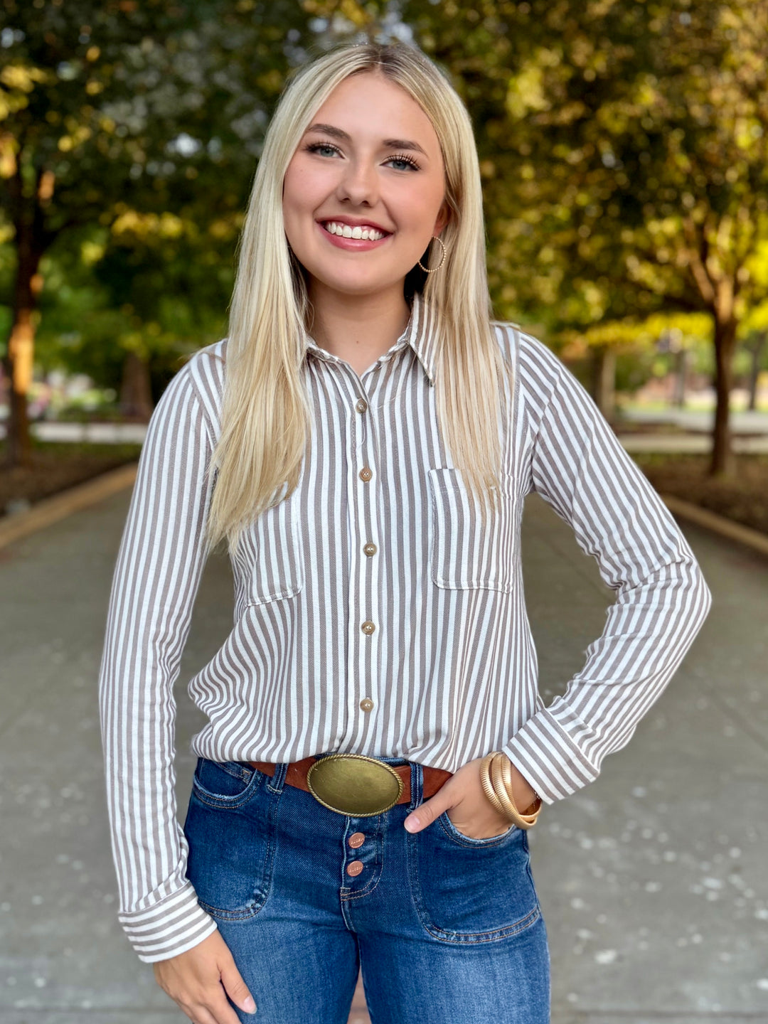 Seasonal Stripes Long Sleeve Top