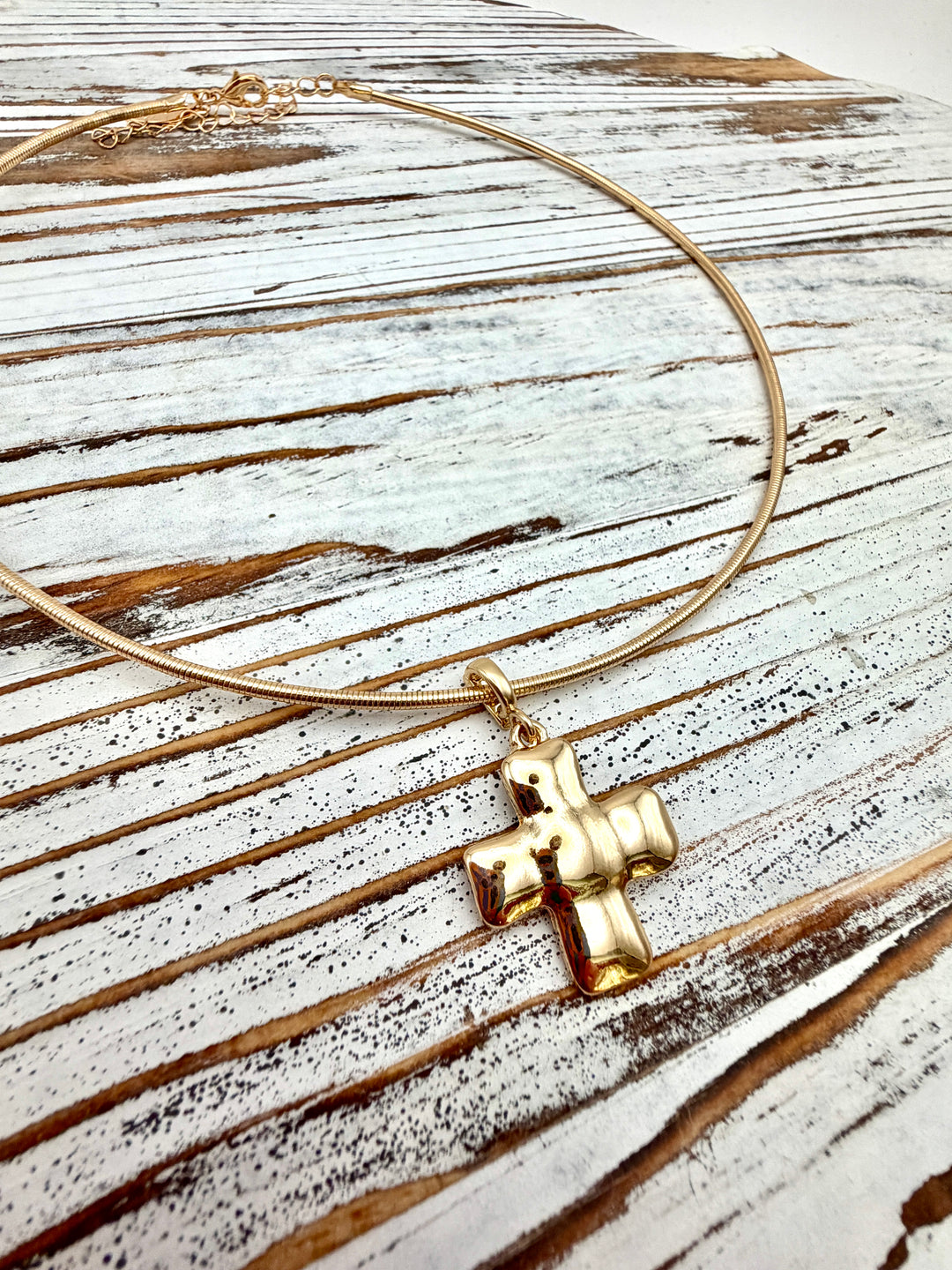 Ruth Gold Square Cross Collar Necklace