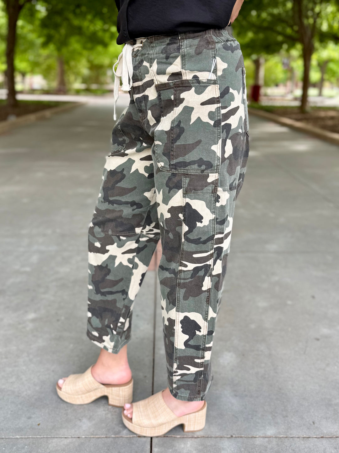 Scout High Rise Camo Barrel Jean by Risen