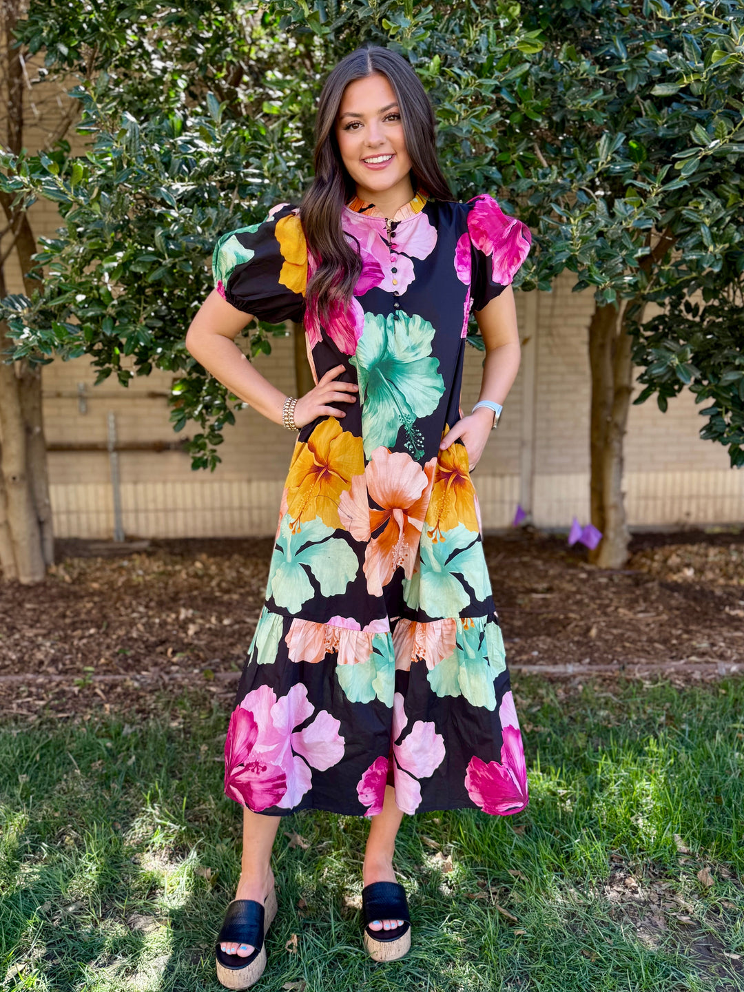 Shadow & Spring Black Floral Maxi Dress
