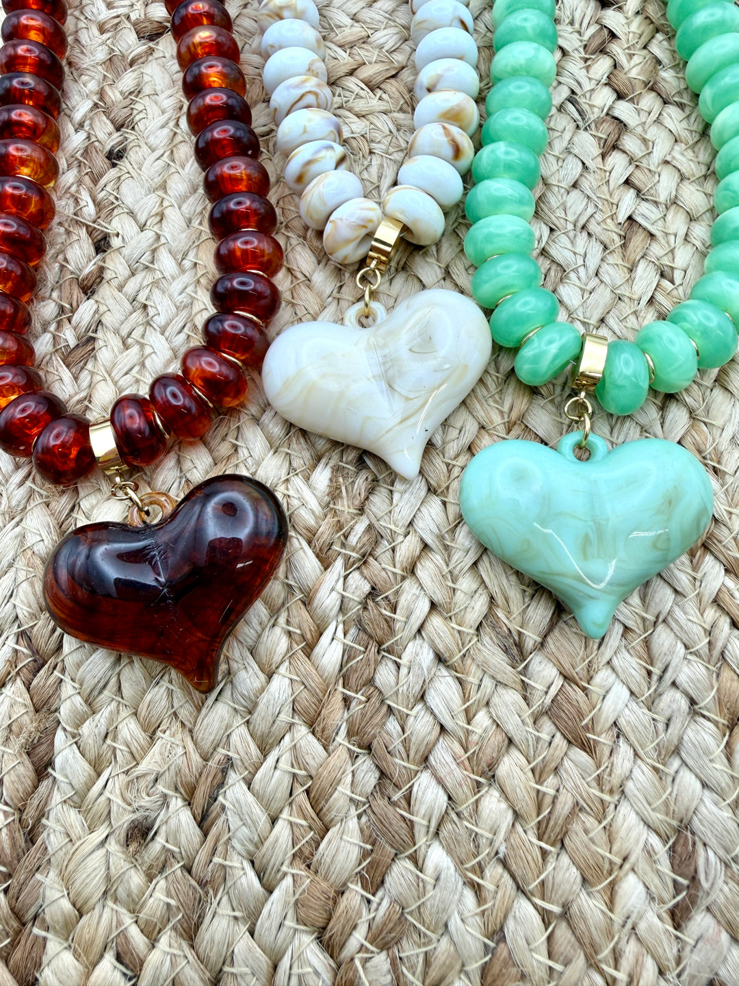 Chunky Heart Beaded Necklace