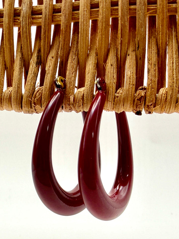 Field Day Maroon Oval Earrings