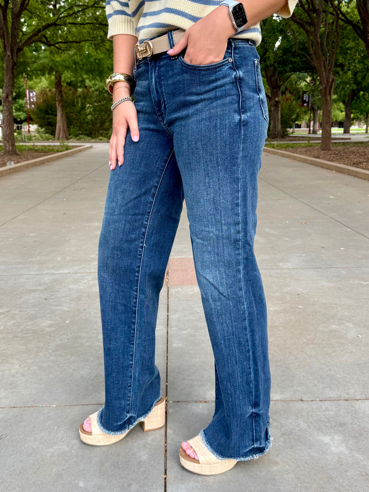 Nola Mid Rise Wide Leg Jean by Judy Blue