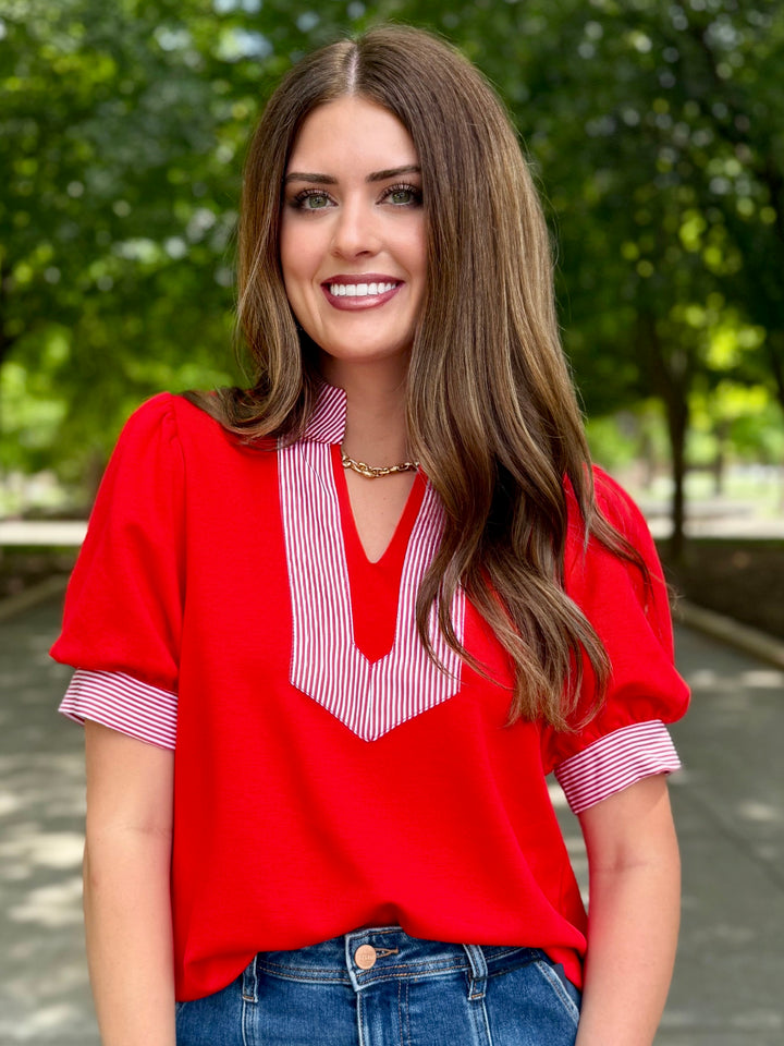 Classic Comfort V-Neck Blouse