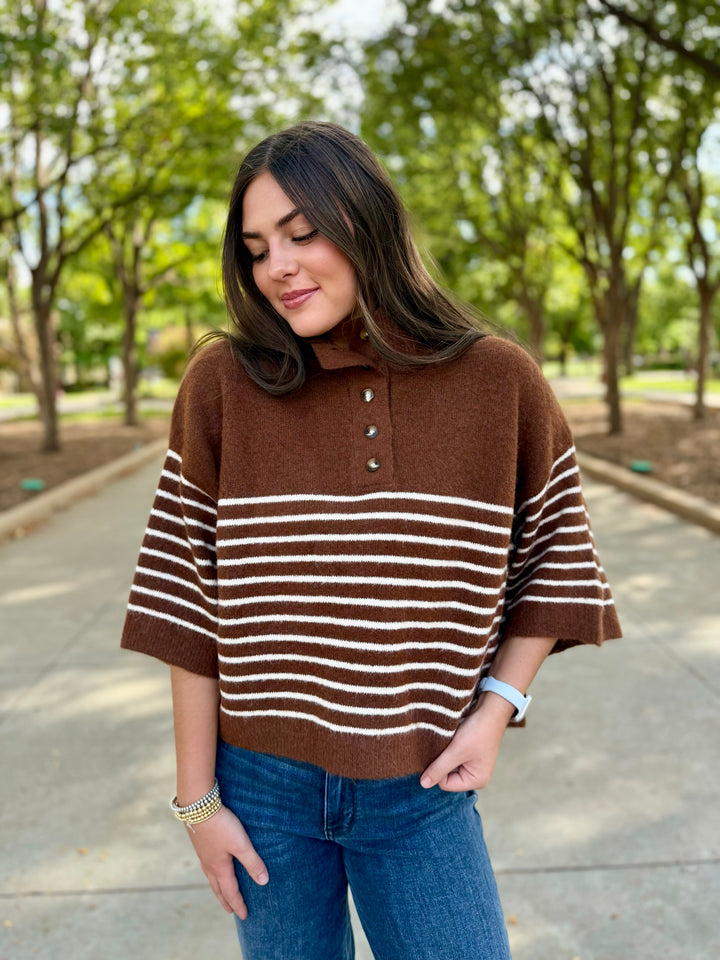 A Little Something Brown 3/4 Sleeve Sweater