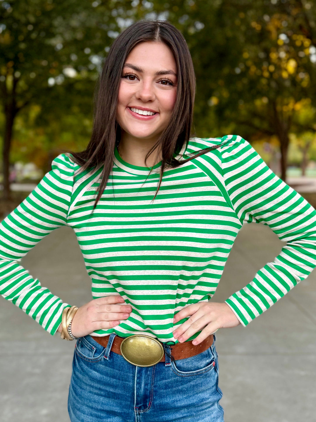 Daily Green Striped Top