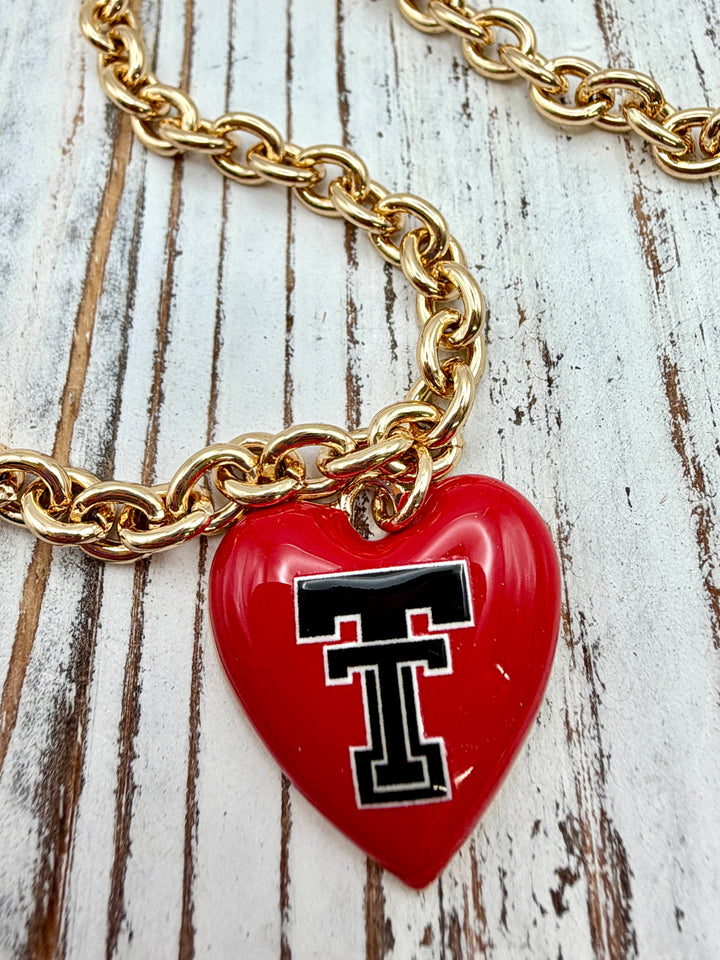 Texas Tech Heart Pendant Necklace