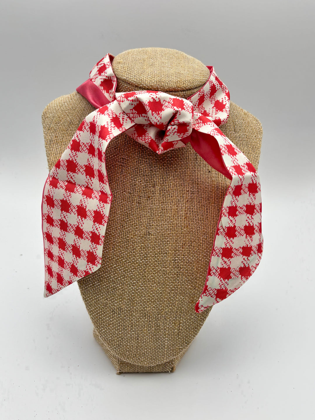 Pink Houndstooth Twilly Scarf