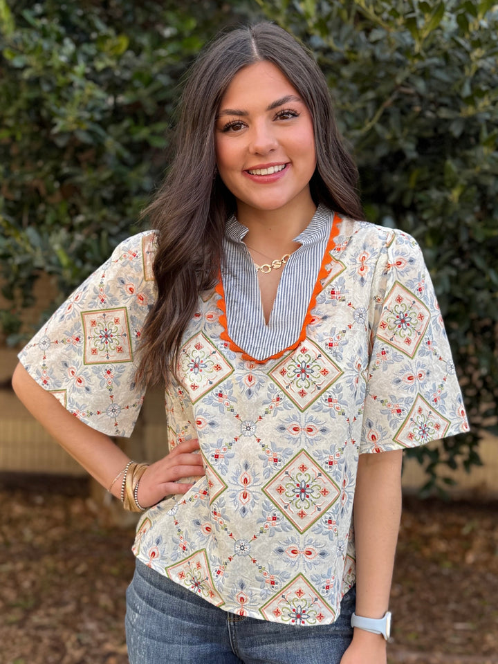 Fresh Picked Embroidered Pattern Top