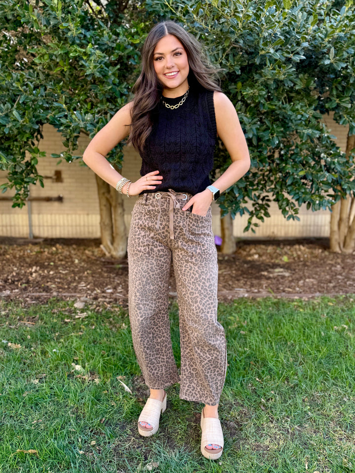 Georgia High Rise Leopard Barrel Jean by Risen