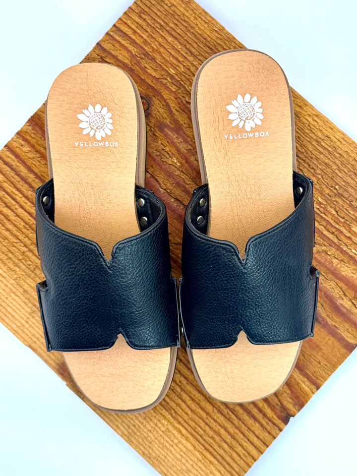 Alameda Black Wedge Sandal by Yellow Box