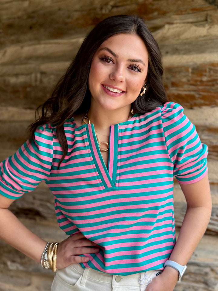 Color Crush V-Neck Striped Top