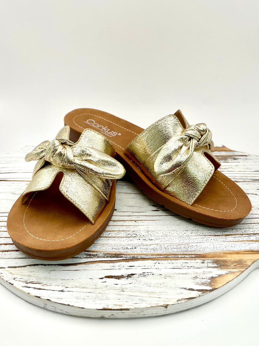 Too Cute Gold Metallic Sandal by Corkys