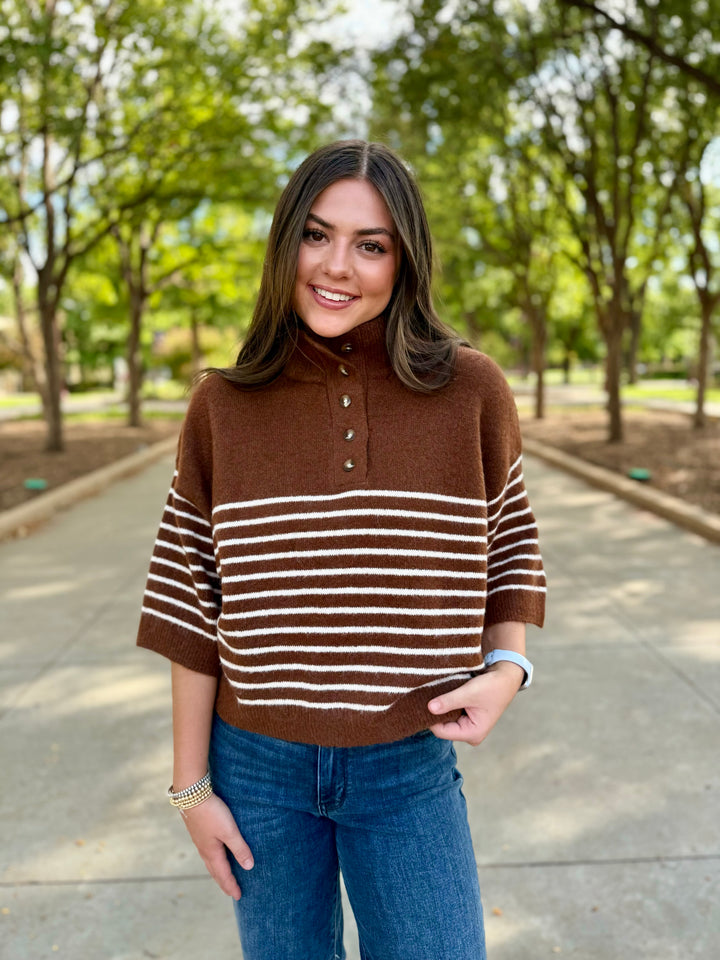 A Little Something Brown 3/4 Sleeve Sweater