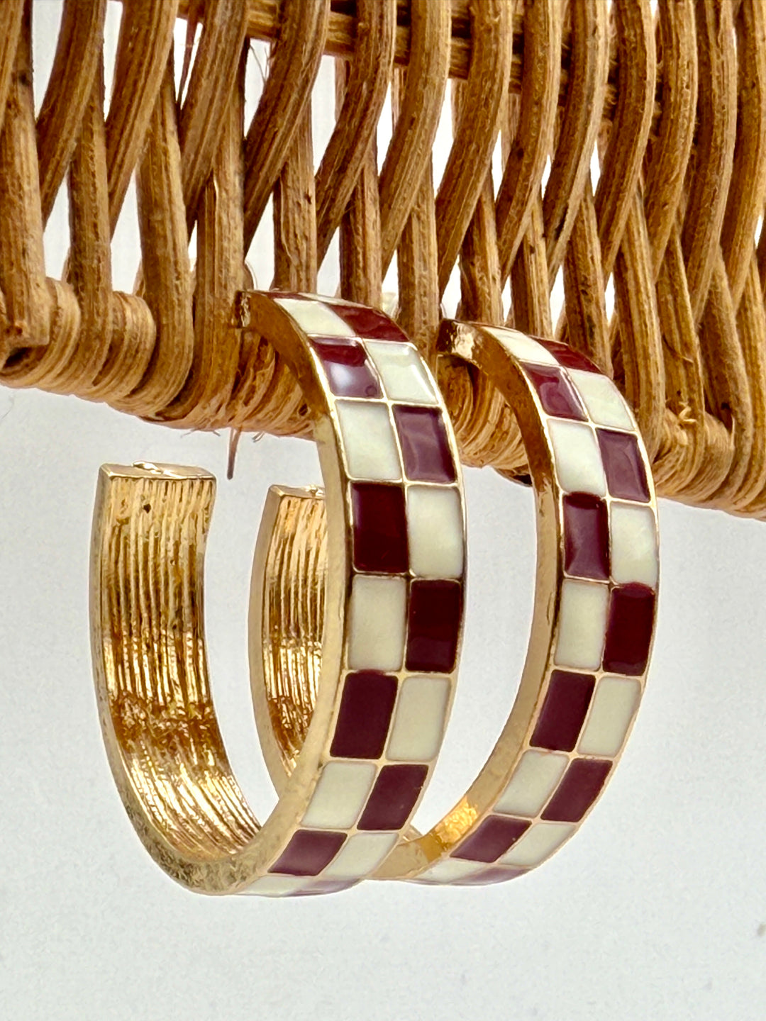 Maroon & White Check Hoops