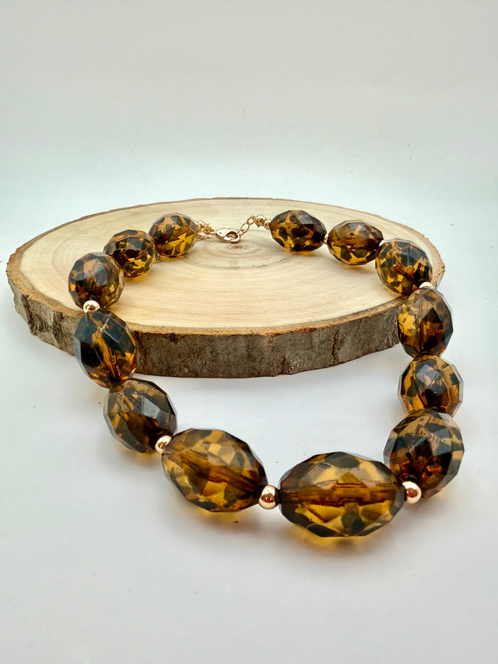 Gold Tortoise Beaded Necklace