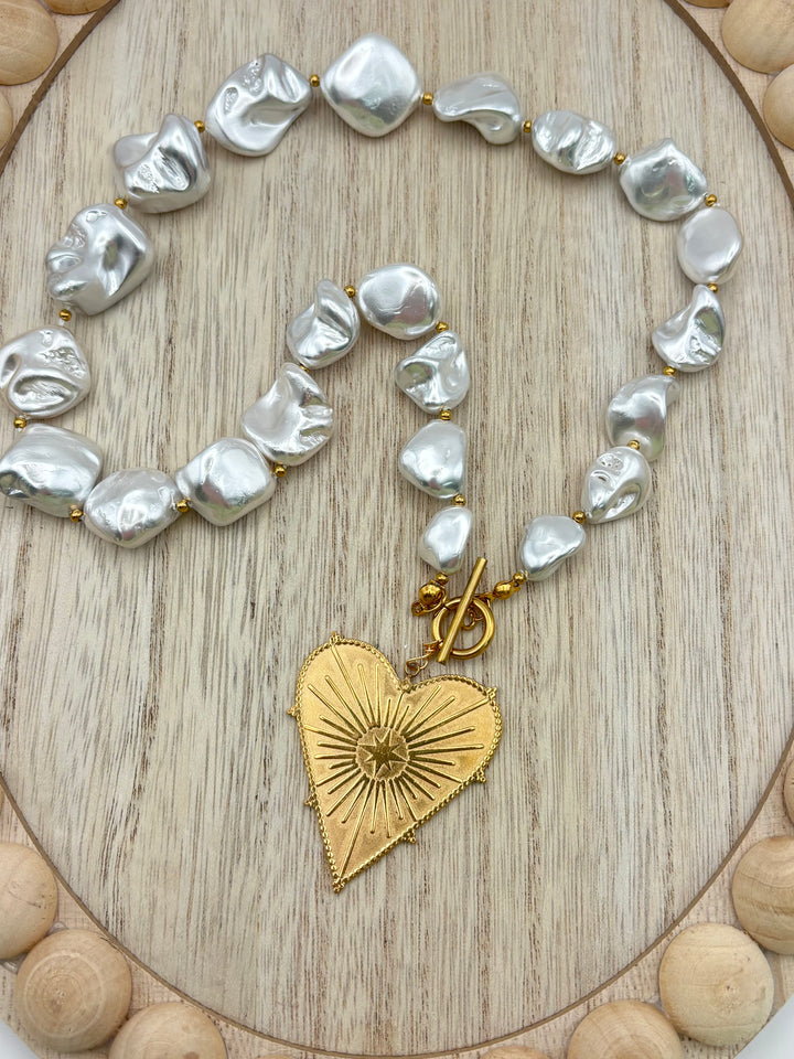Blazing Heart Pearl Necklace by ChansuttPearls