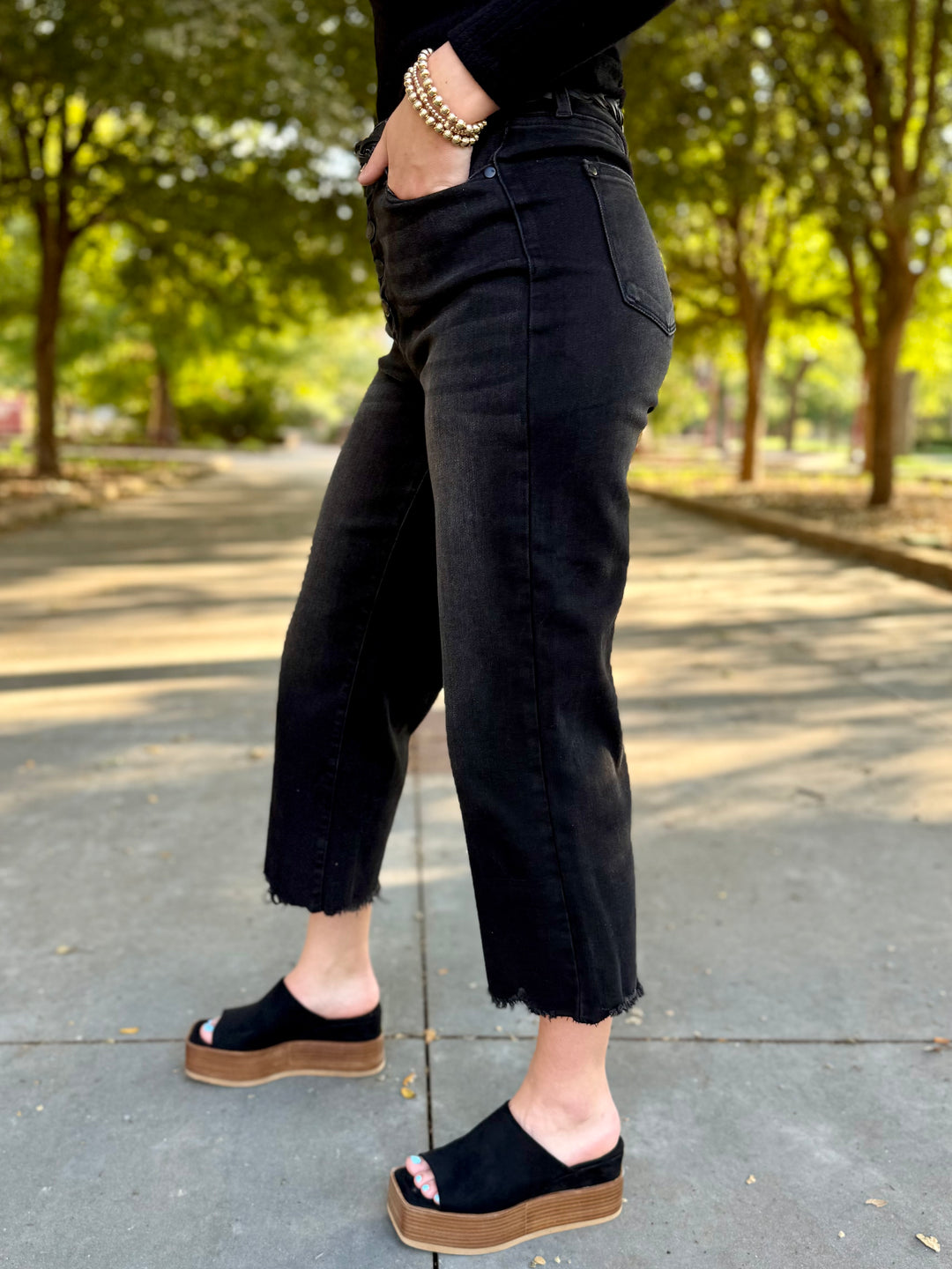 Meyer Washed Black Wide Leg Crop by Judy Blue