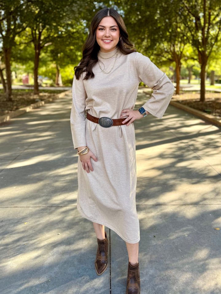 Soft Taupe Sweater Maxi Dress