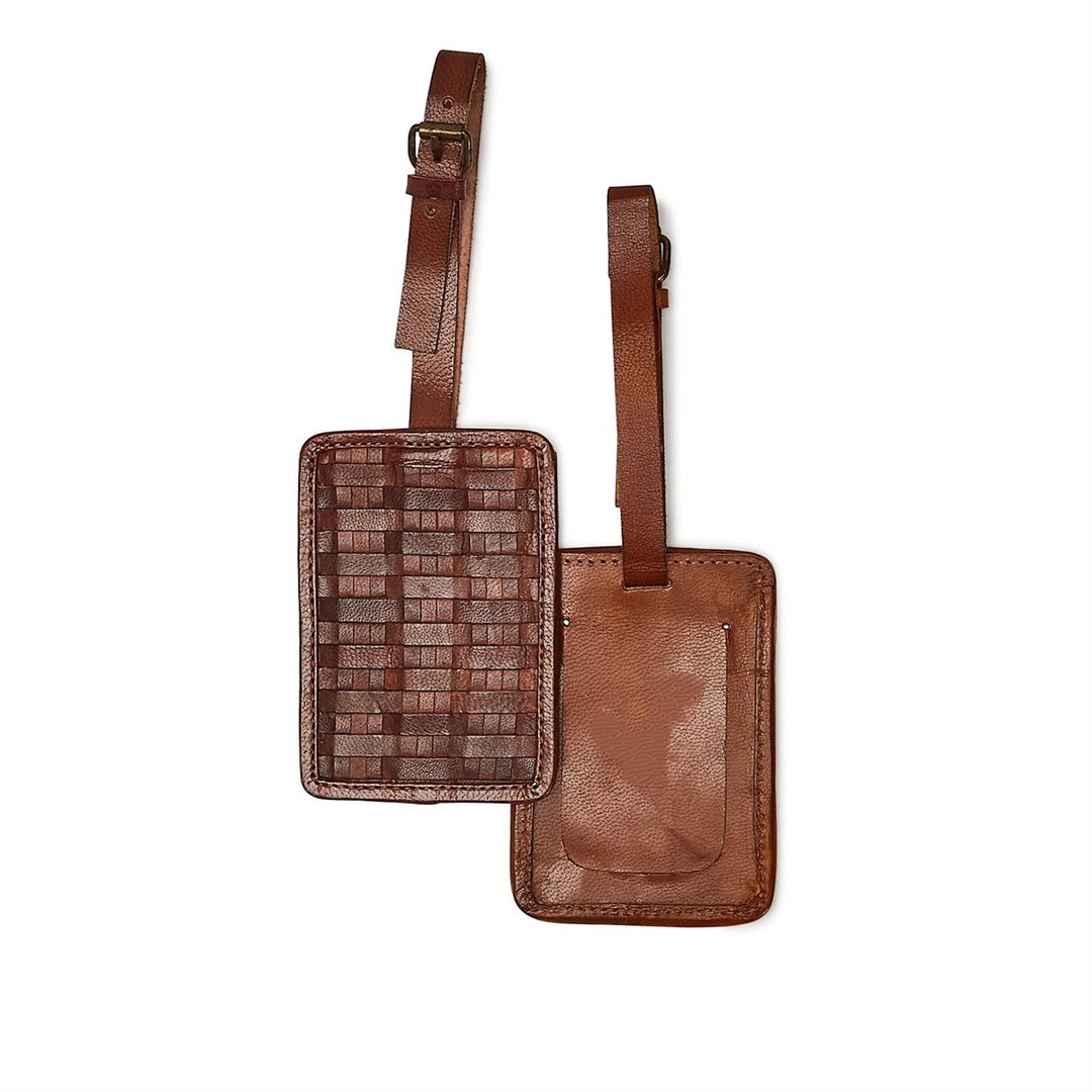Woven Leather Luggage Tag