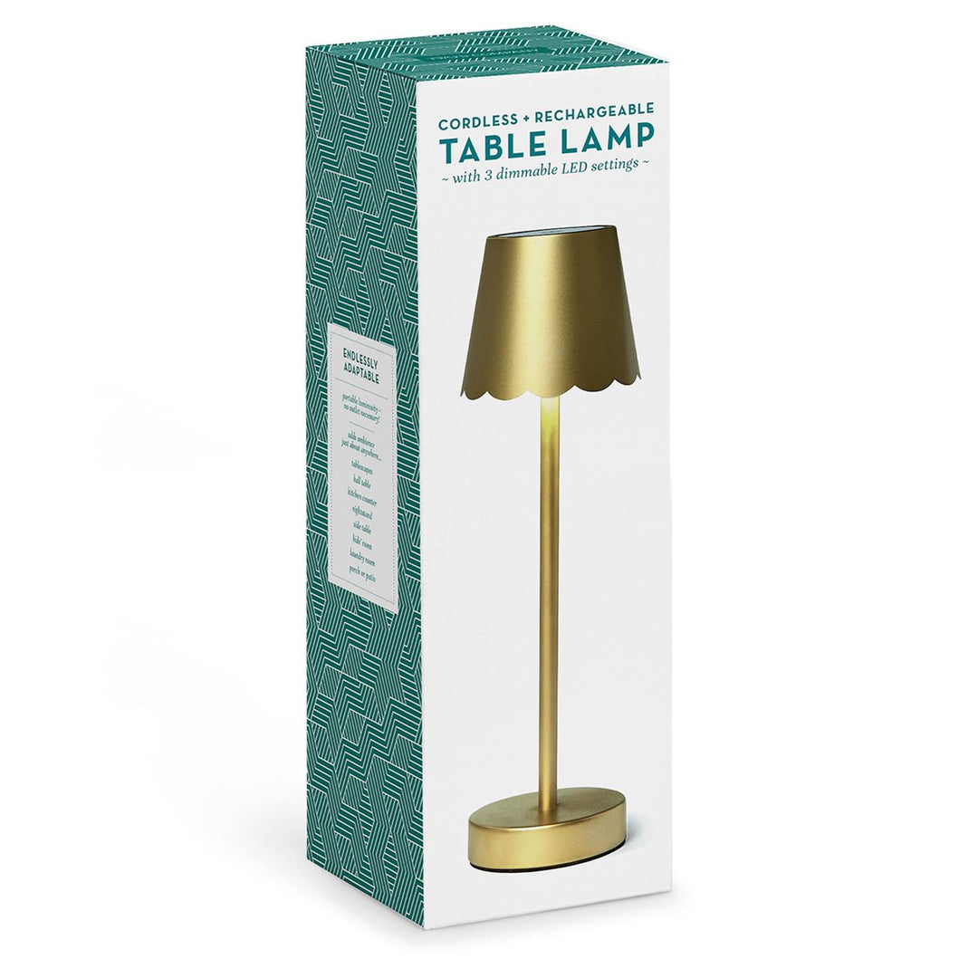 LED Cordless Table Lamp with Scalloped Edge Shade