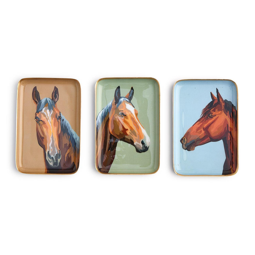 Set of 3 Horse Country Metal Desk Trays