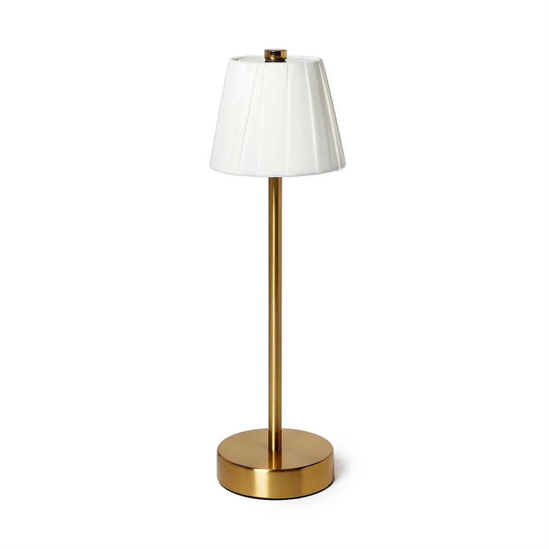 LED Cordless Table Lamp with Fabric Pleated Shade