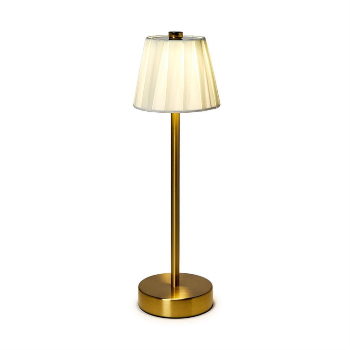 LED Cordless Table Lamp with Fabric Pleated Shade