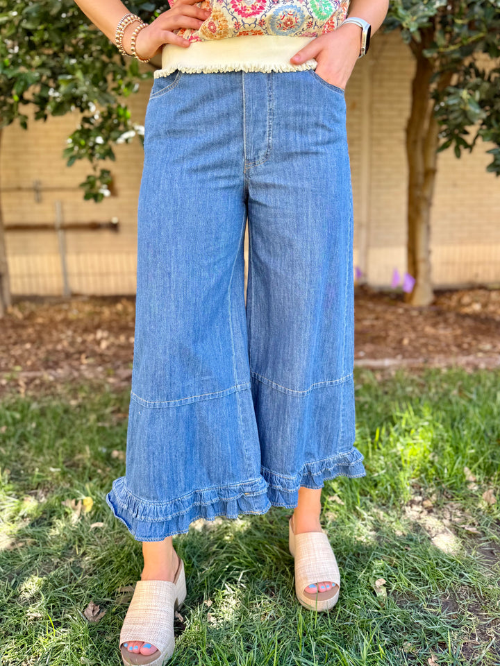 Ash High Rise Ruffle Hem Jeans