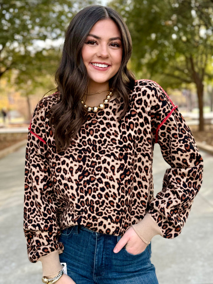 Wildline Leopard Roundneck Sweater