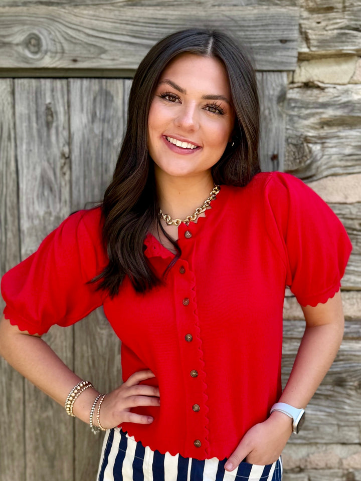 Darling Detail Red Sweater