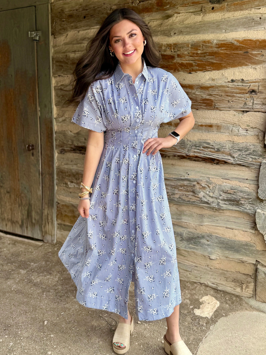 Light Blue Meadow Midi Dress