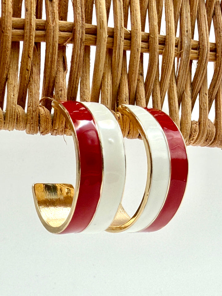 Crimson & White Stripe Hoops