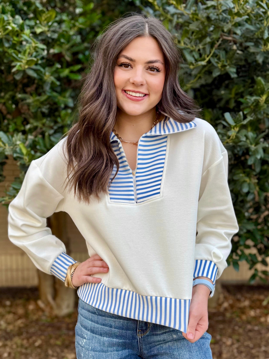 Soft Sky Breeze White 1/4 Zip Top