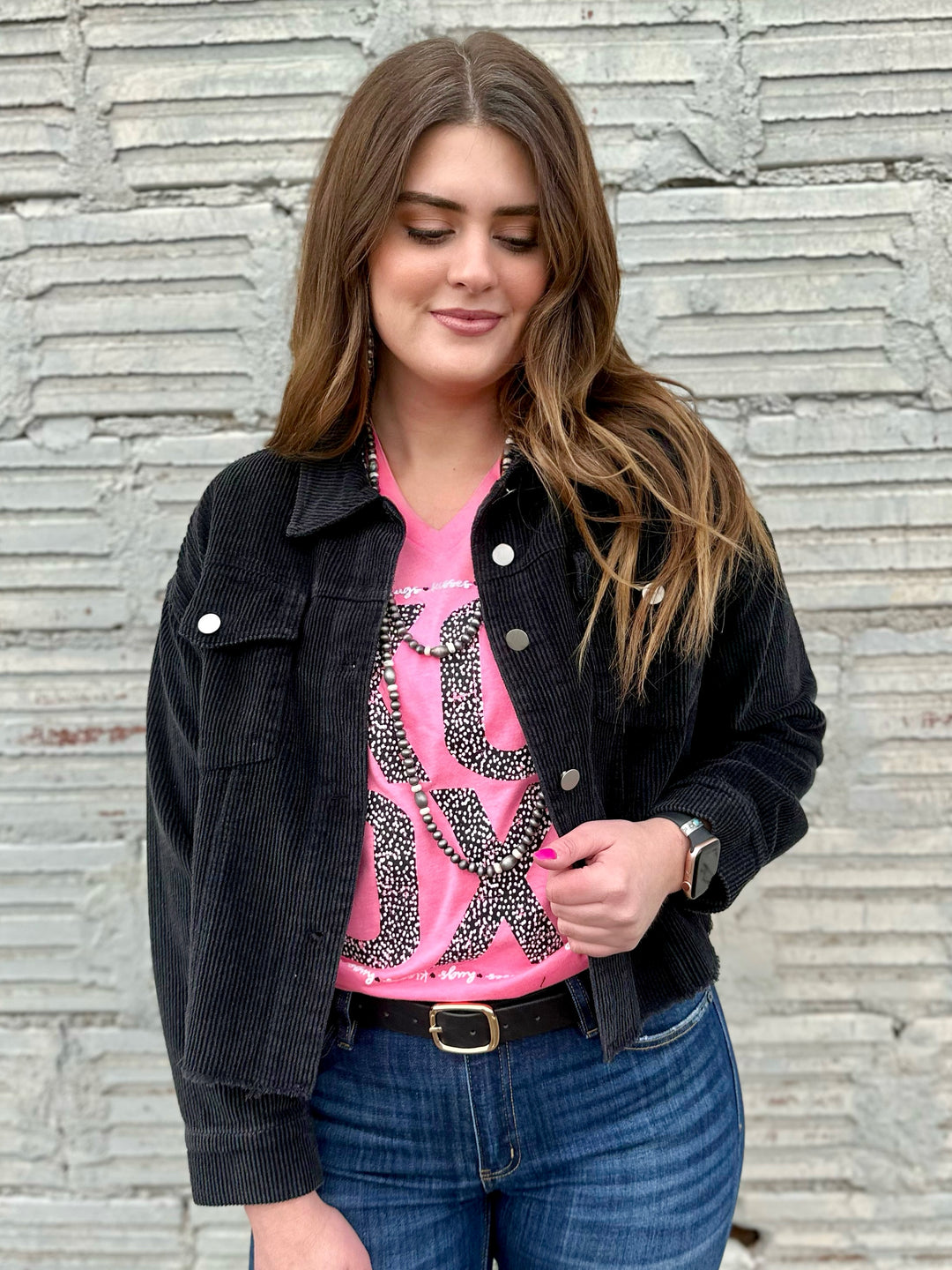 No Worries Black Corduroy Jacket