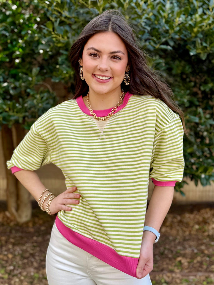 The Clover Green Striped Top
