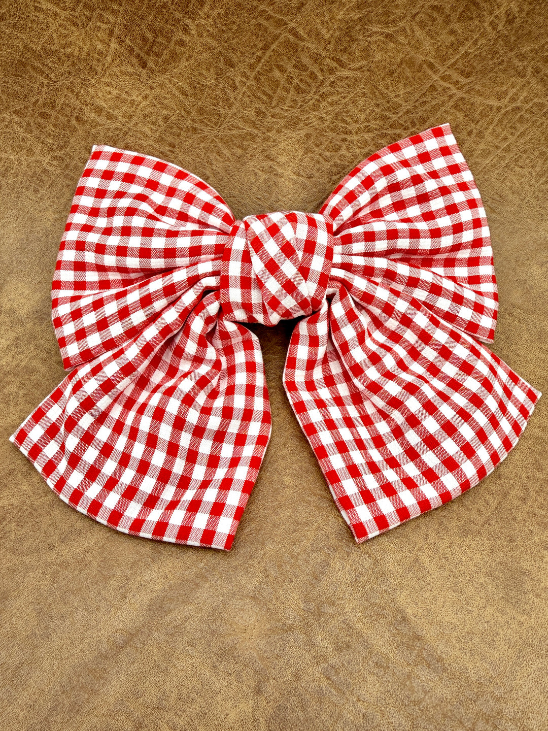 Red Gingham Clip Hair Bow