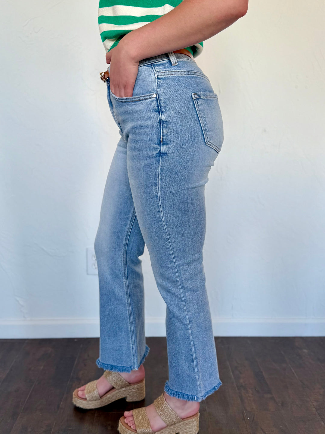 Kylie High Rise Cropped Straight Leg Jean by Risen