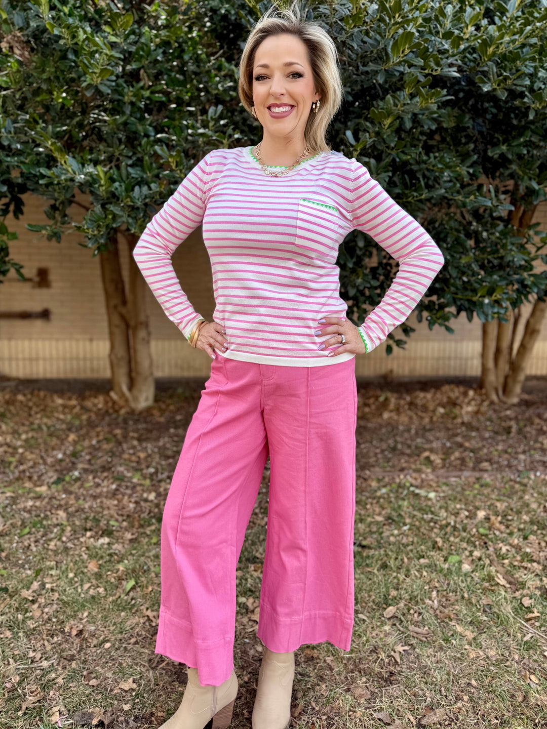 Millie High Rise Pink Front Seam Jeans