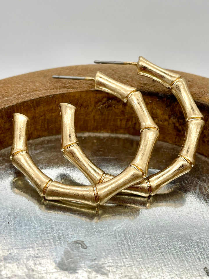 Dex Gold Bamboo Hoop Earrings